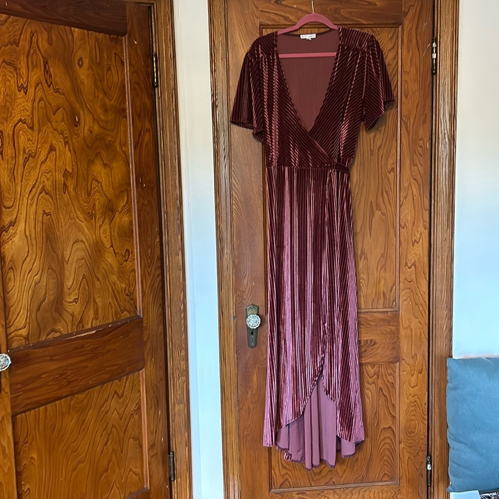 Baltic Born velvet high-low wrap dress
